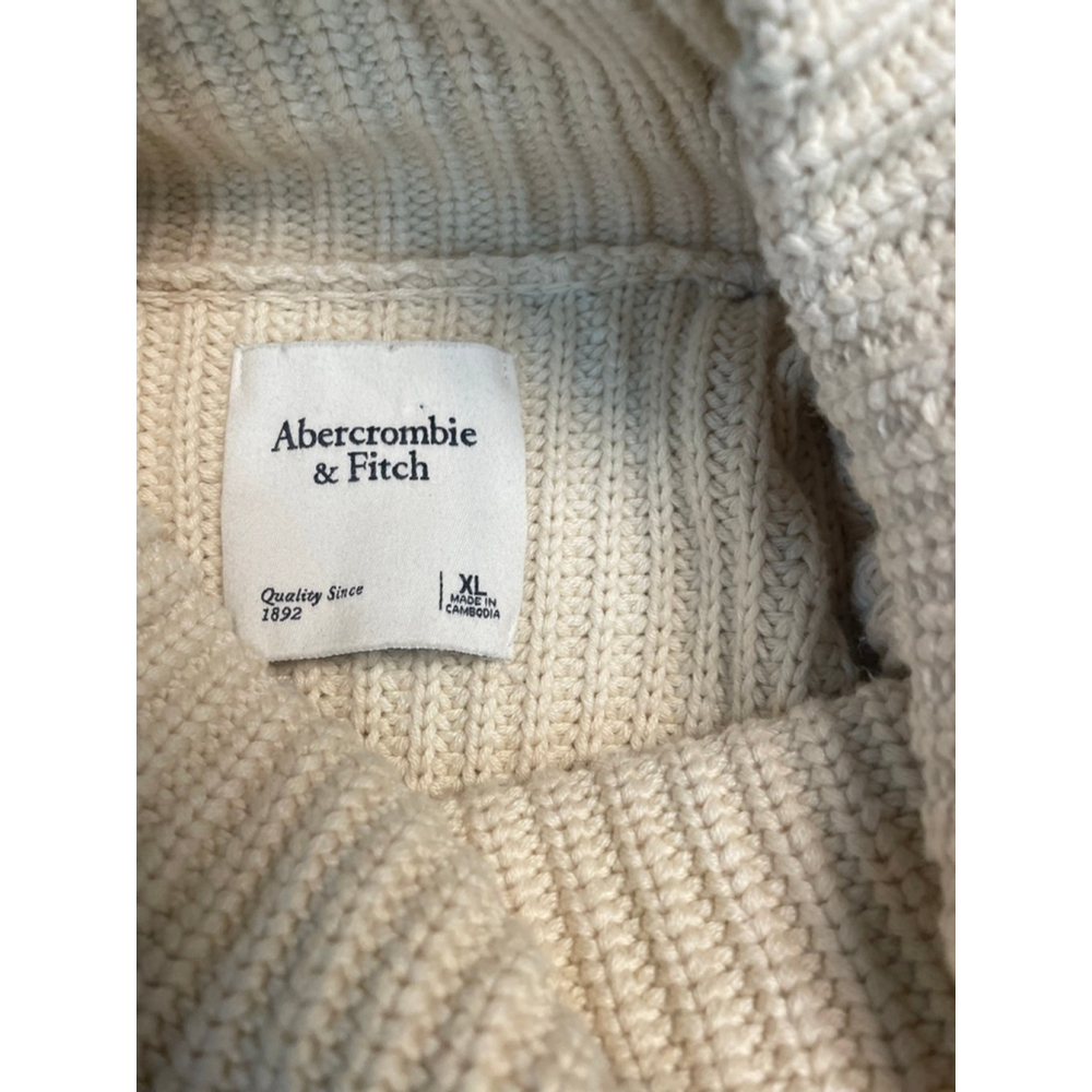 Abercrombie & Fitch Ribbed Cowl Neck Chunky Knit Cotton Sweater XL Old Money - Picture 5 of 8